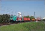 Emons 185 612 mit Container am 16.05.2013 in Zielitz an der KBS 305/KBS 309 (Bild wurde von Rolf Ktteritzsch zur Verfgung gestellt)